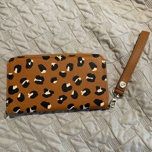 Thirty-One Leopard Print Clutch Wristlet - Brown and Black